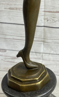 Signed Bruno Zach High Kick Dancer Bronze Sculpture Art Nouveau