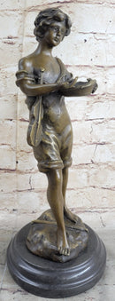 100% Solid Bronze Sculpture Boy and Violin