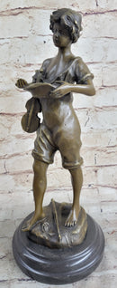 100% Solid Bronze Sculpture Boy and Violin