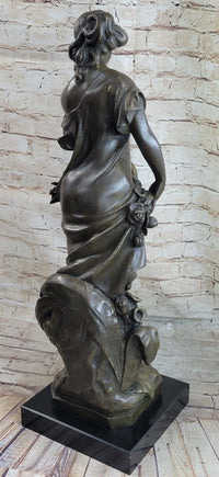 Young Maiden Girl Bronze Sculpture Auguste Moreau 26" x 8.5"