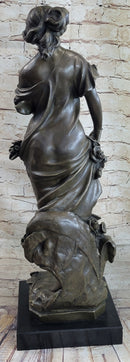 Young Maiden Girl Bronze Sculpture Auguste Moreau 26" x 8.5"