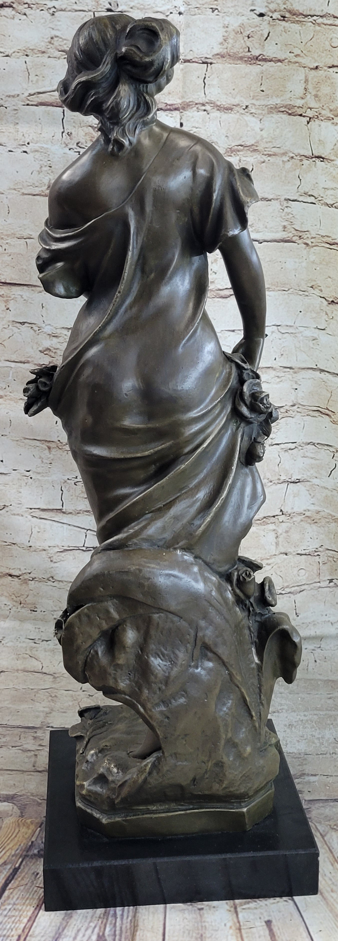 Young Maiden Girl Bronze Sculpture Auguste Moreau 26" x 8.5"