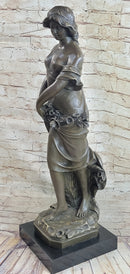 Young Maiden Girl Bronze Sculpture Auguste Moreau 26" x 8.5"