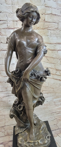 Young Maiden Girl Bronze Sculpture Auguste Moreau 26" x 8.5"