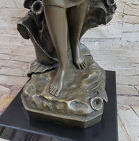 Young Maiden Girl Bronze Sculpture Auguste Moreau 26" x 8.5"