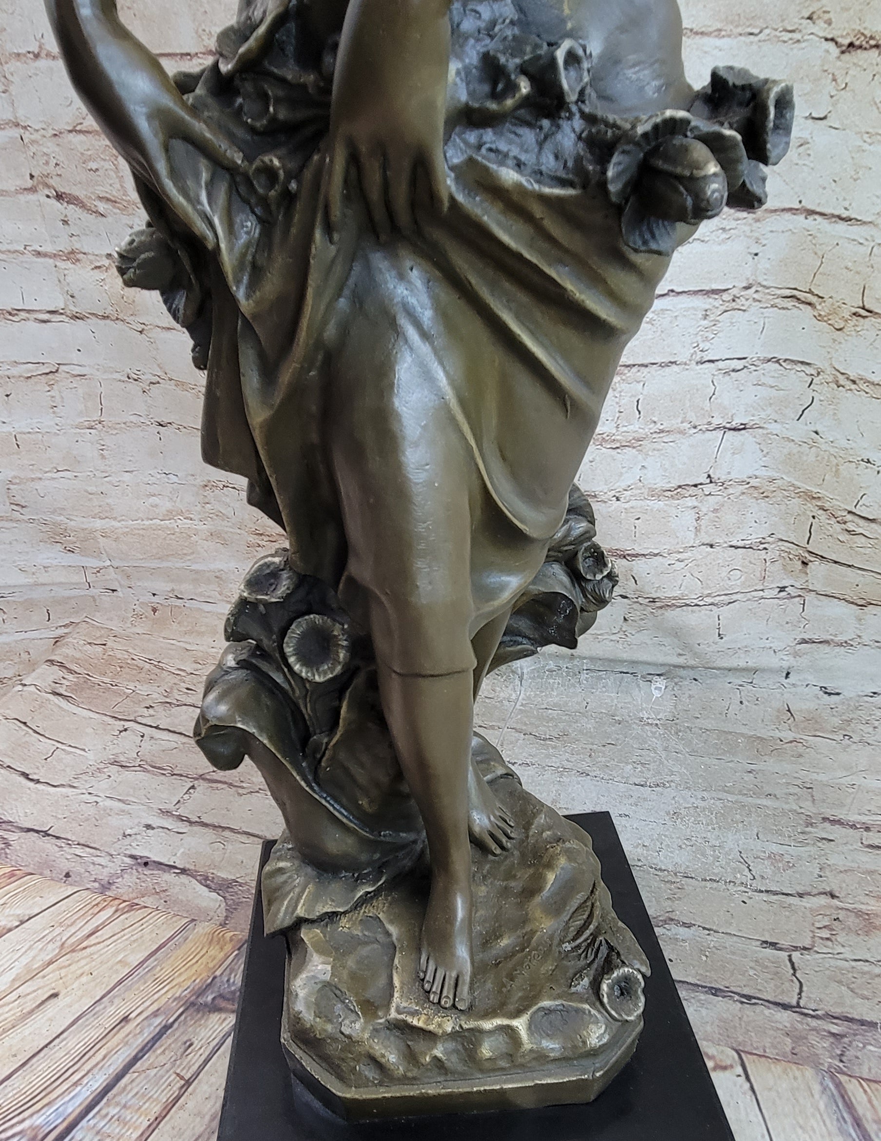 Young Maiden Girl Bronze Sculpture Auguste Moreau 26" x 8.5"