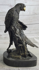 Pair of Parrots Bronze Sculpture on Marble Base Signed Milo