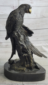 Pair of Parrots Bronze Sculpture on Marble Base Signed Milo