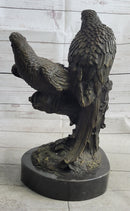 Pair of Parrots Bronze Sculpture on Marble Base Signed Milo