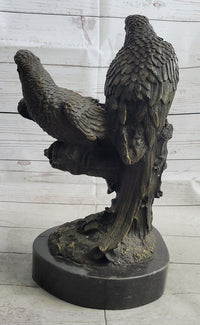 Pair of Parrots Bronze Sculpture on Marble Base Signed Milo