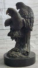 Pair of Parrots Bronze Sculpture on Marble Base Signed Milo