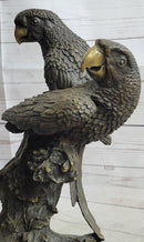 Pair of Parrots Bronze Sculpture on Marble Base Signed Milo