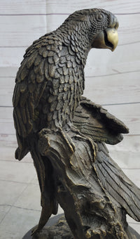 Pair of Parrots Bronze Sculpture on Marble Base Signed Milo
