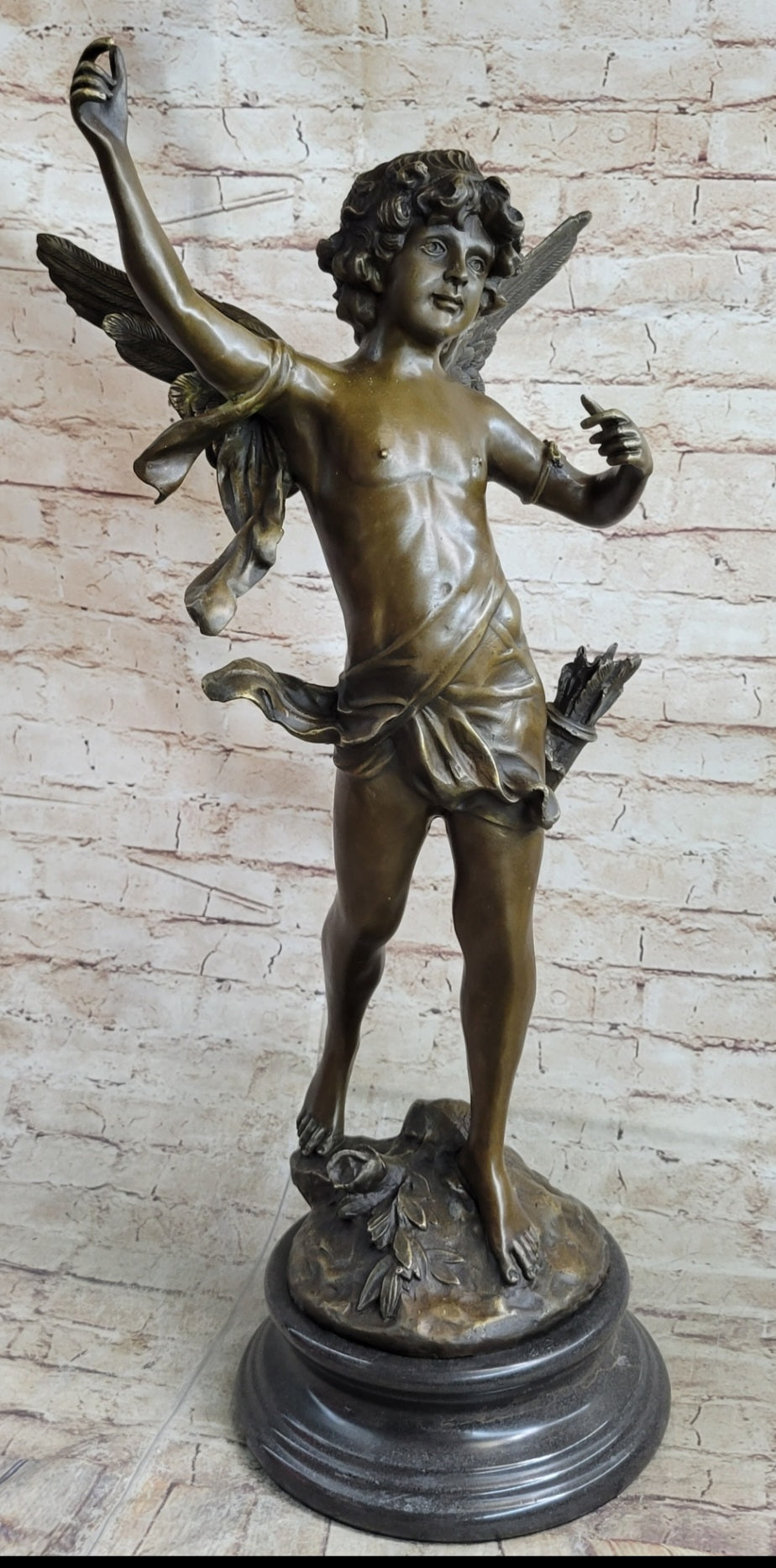 Signed Moreau Large Angel Cupid Love Bronze Sculpture