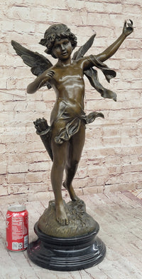 Vintage Bronze Putti Cherub Angel Cupid w/ Arrows Sculpture