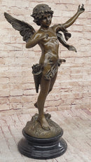 Vintage Bronze Putti Cherub Angel Cupid w/ Arrows Sculpture
