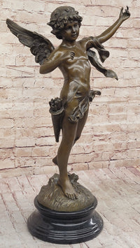 Vintage Bronze Putti Cherub Angel Cupid w/ Arrows Sculpture