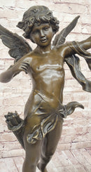 Vintage Bronze Putti Cherub Angel Cupid w/ Arrows Sculpture