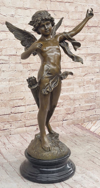 Vintage Bronze Putti Cherub Angel Cupid w/ Arrows Sculpture