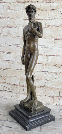 Michelangelo's David Bronze Miniature Replica 18" x 5"