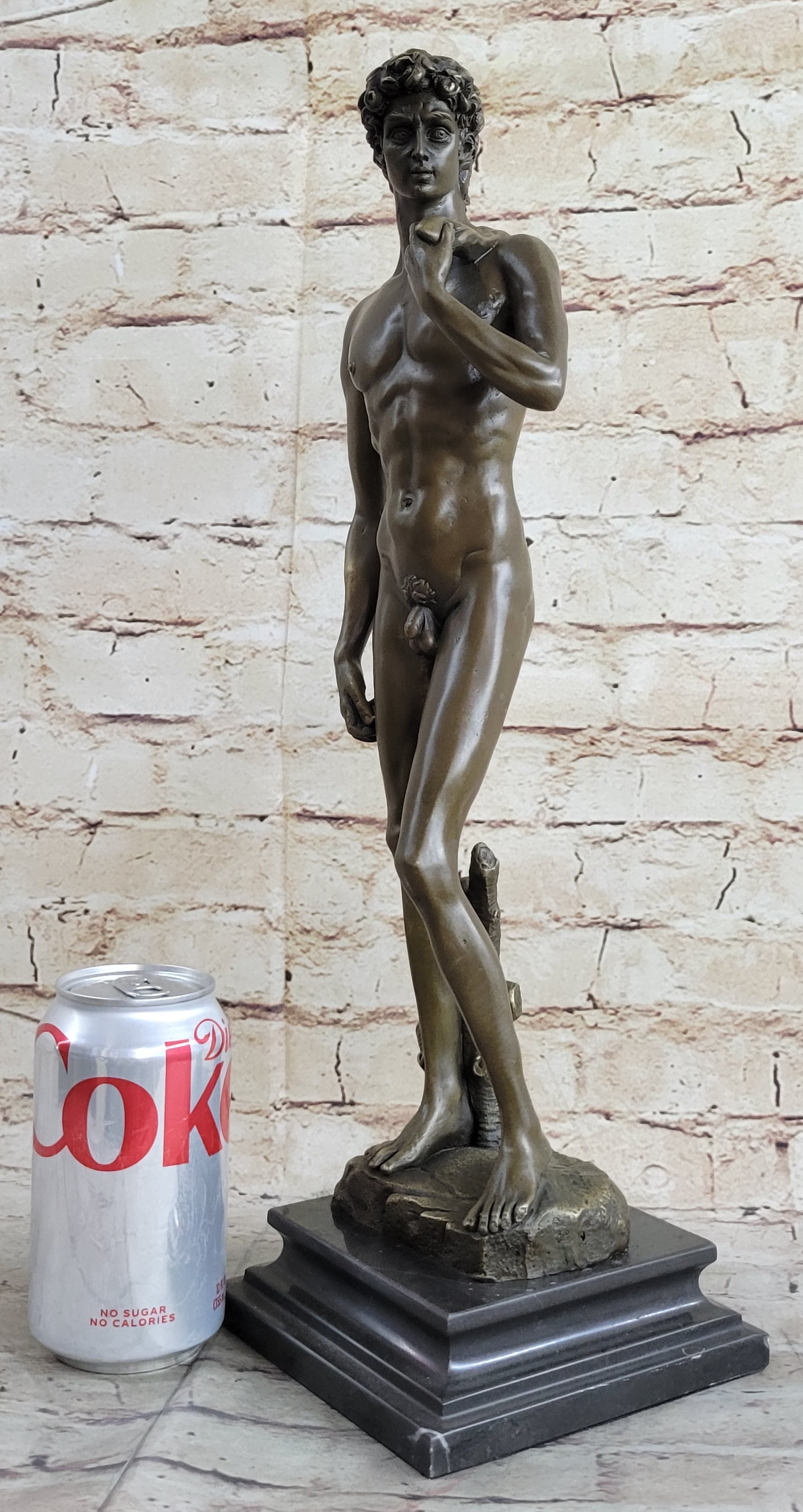 Michelangelo's David Bronze Miniature Replica 18" x 5"