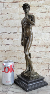 Michelangelo's David Bronze Miniature Replica 18" x 5"
