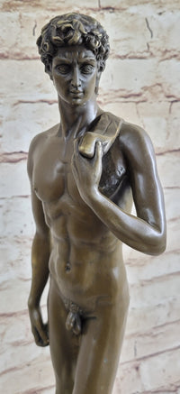 Michelangelo's David Bronze Miniature Replica 18" x 5"