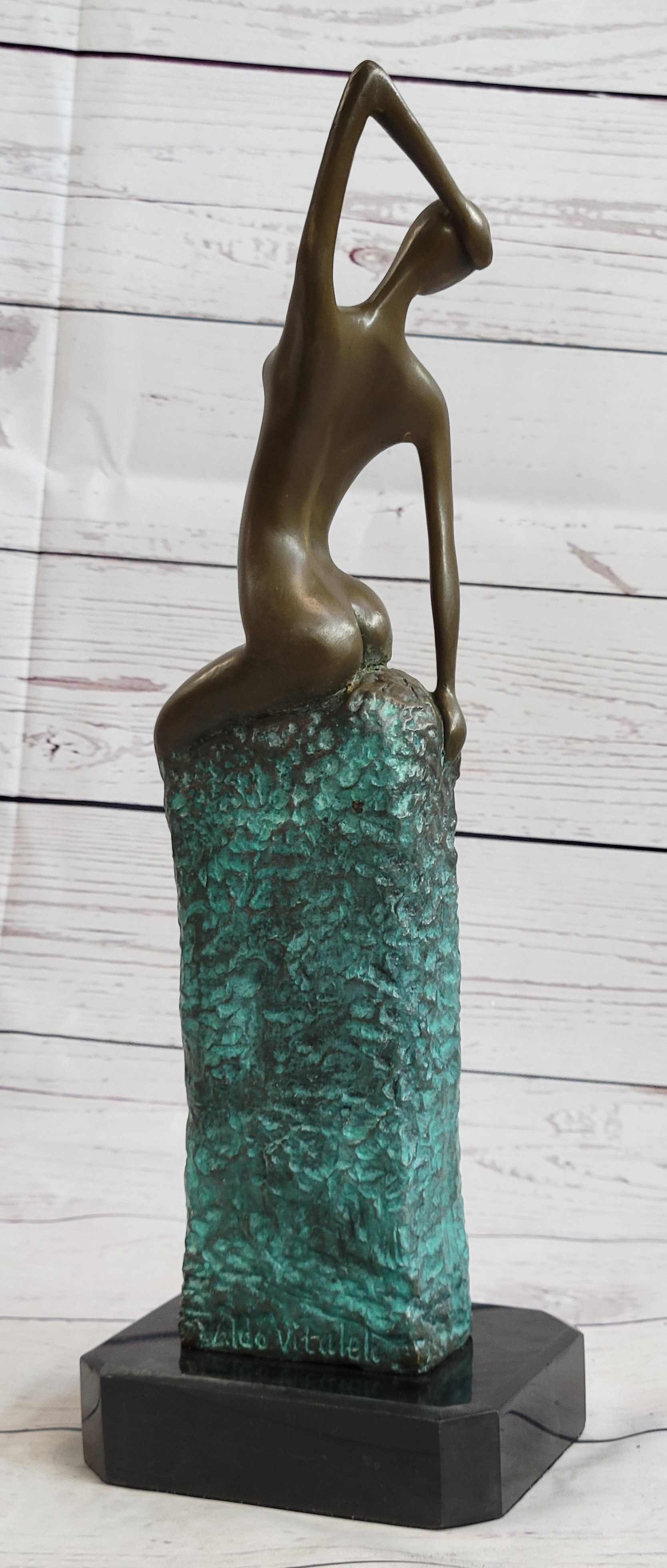 Curvaceous Nude Abstract Lady on the Beach By Vitaleh Bronze Sculpture