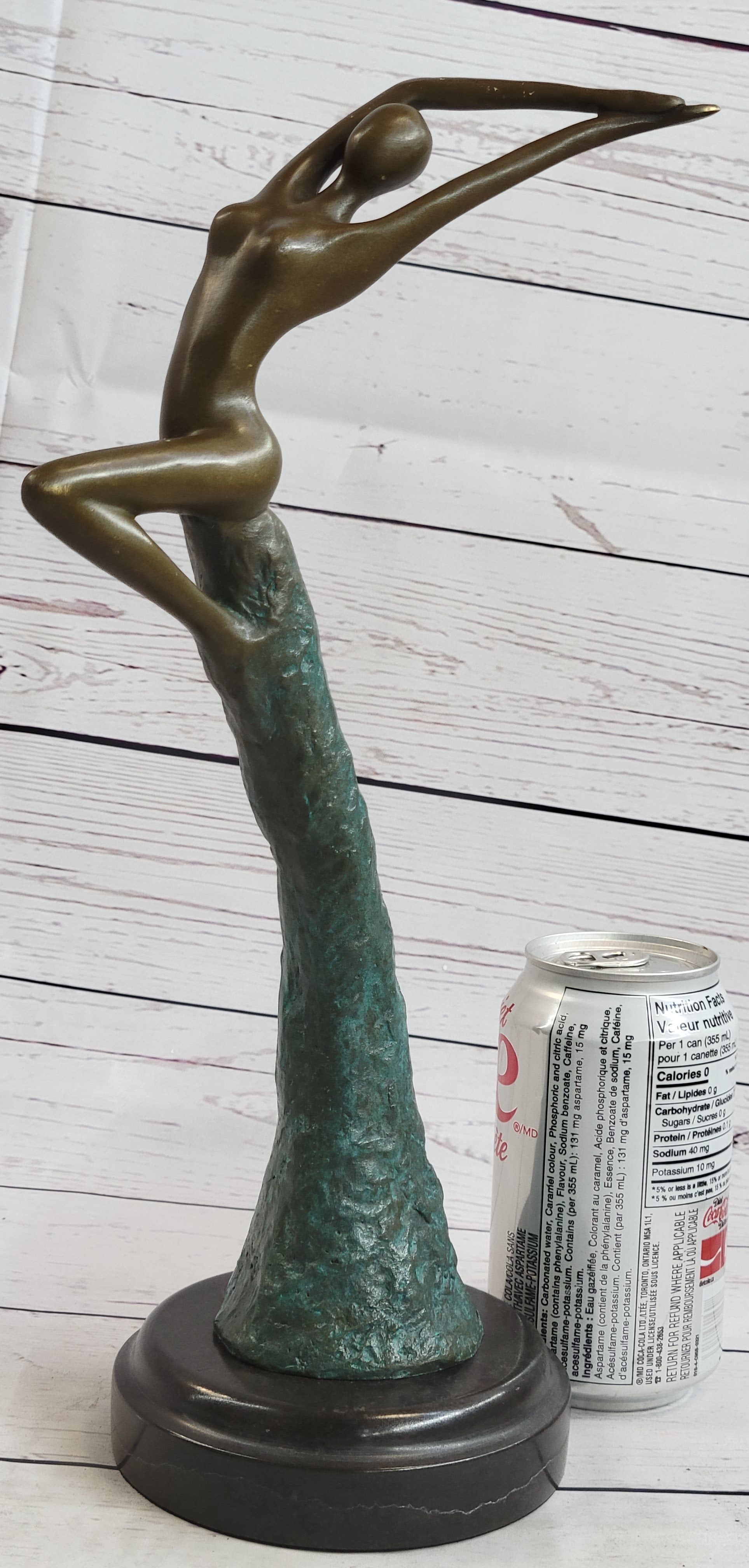 Abstract Surreal Flying Woman Bronze Sculpture 14" x 4"