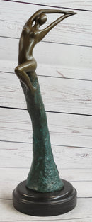 Abstract Surreal Flying Woman Bronze Sculpture 14" x 4"