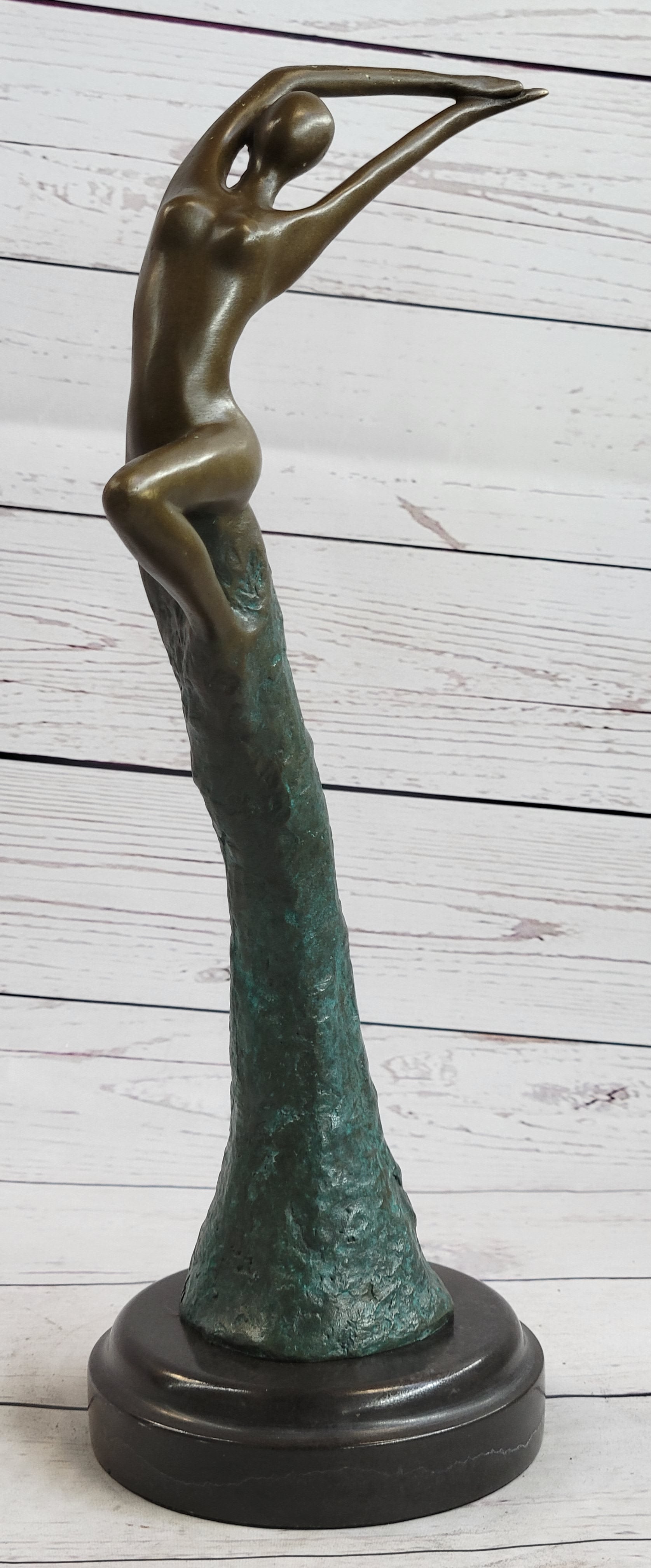 Abstract Surreal Flying Woman Bronze Sculpture 14" x 4"