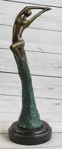 Abstract Surreal Flying Woman Bronze Sculpture 14" x 4"