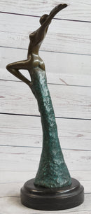 Abstract Surreal Flying Woman Bronze Sculpture 14" x 4"