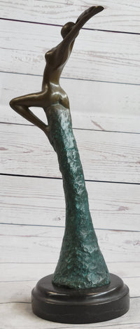 Abstract Surreal Flying Woman Bronze Sculpture 14" x 4"