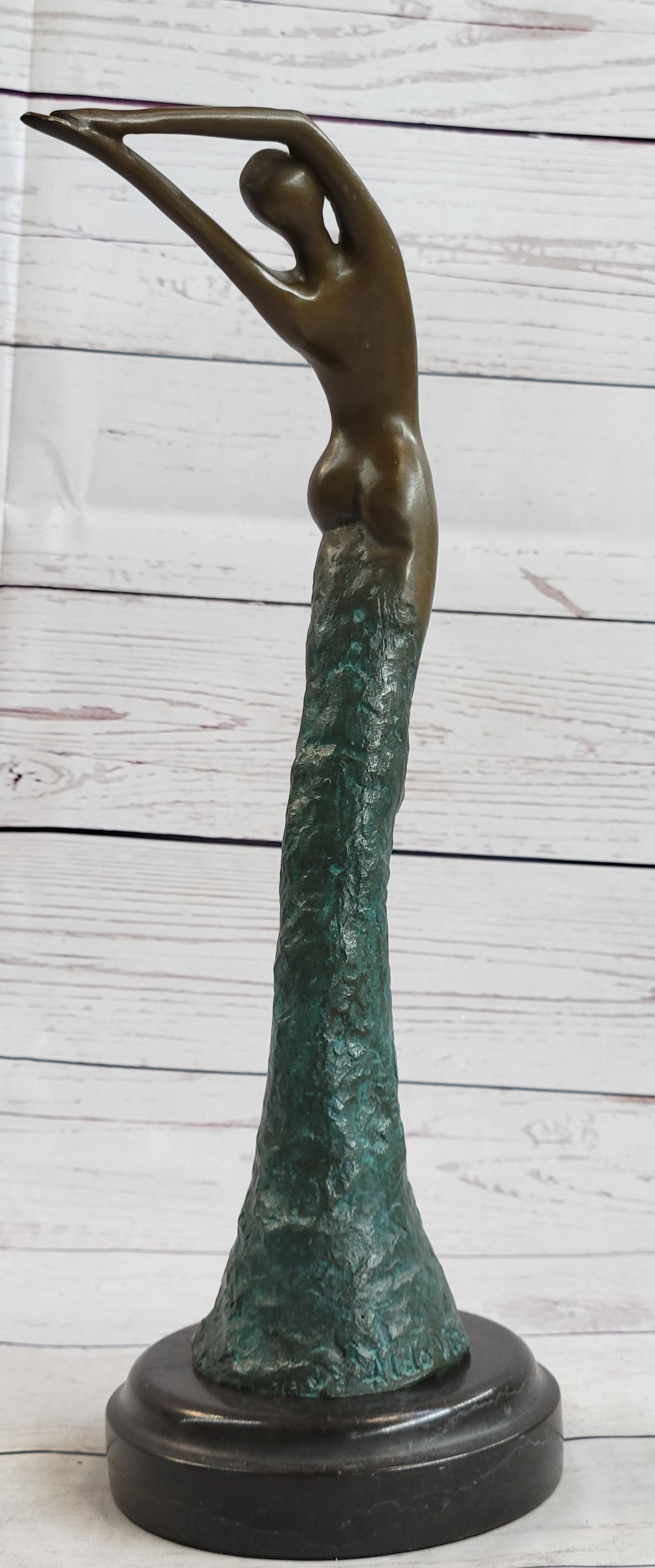 Abstract Surreal Flying Woman Bronze Sculpture 14" x 4"