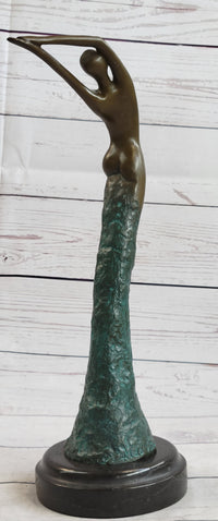 Abstract Surreal Flying Woman Bronze Sculpture 14" x 4"