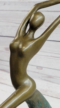 Abstract Surreal Flying Woman Bronze Sculpture 14" x 4"