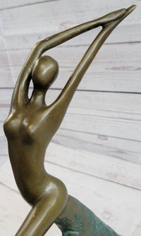 Abstract Surreal Flying Woman Bronze Sculpture 14" x 4"
