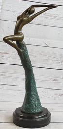 Abstract Surreal Flying Woman Bronze Sculpture 14" x 4"