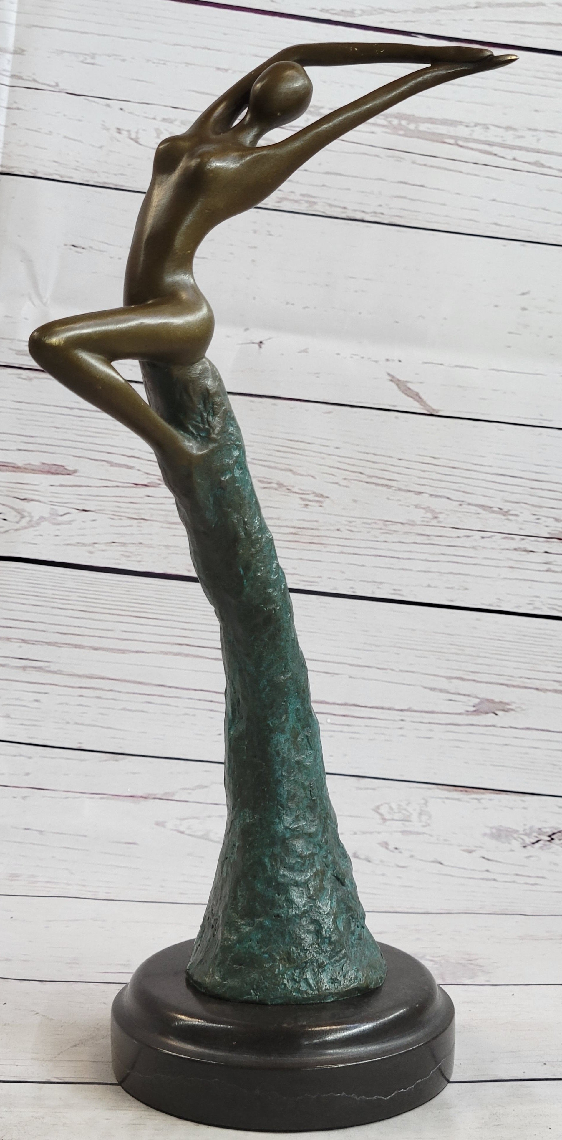 Abstract Surreal Flying Woman Bronze Sculpture 14" x 4"