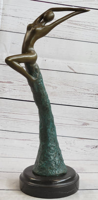 Abstract Surreal Flying Woman Bronze Sculpture 14" x 4"