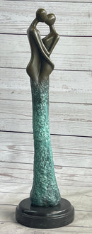Bronze Sculpture of Kissing Embracing Romantic Couple Lovers