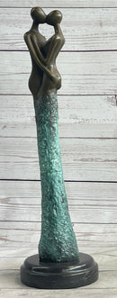 Bronze Sculpture of Kissing Embracing Romantic Couple Lovers