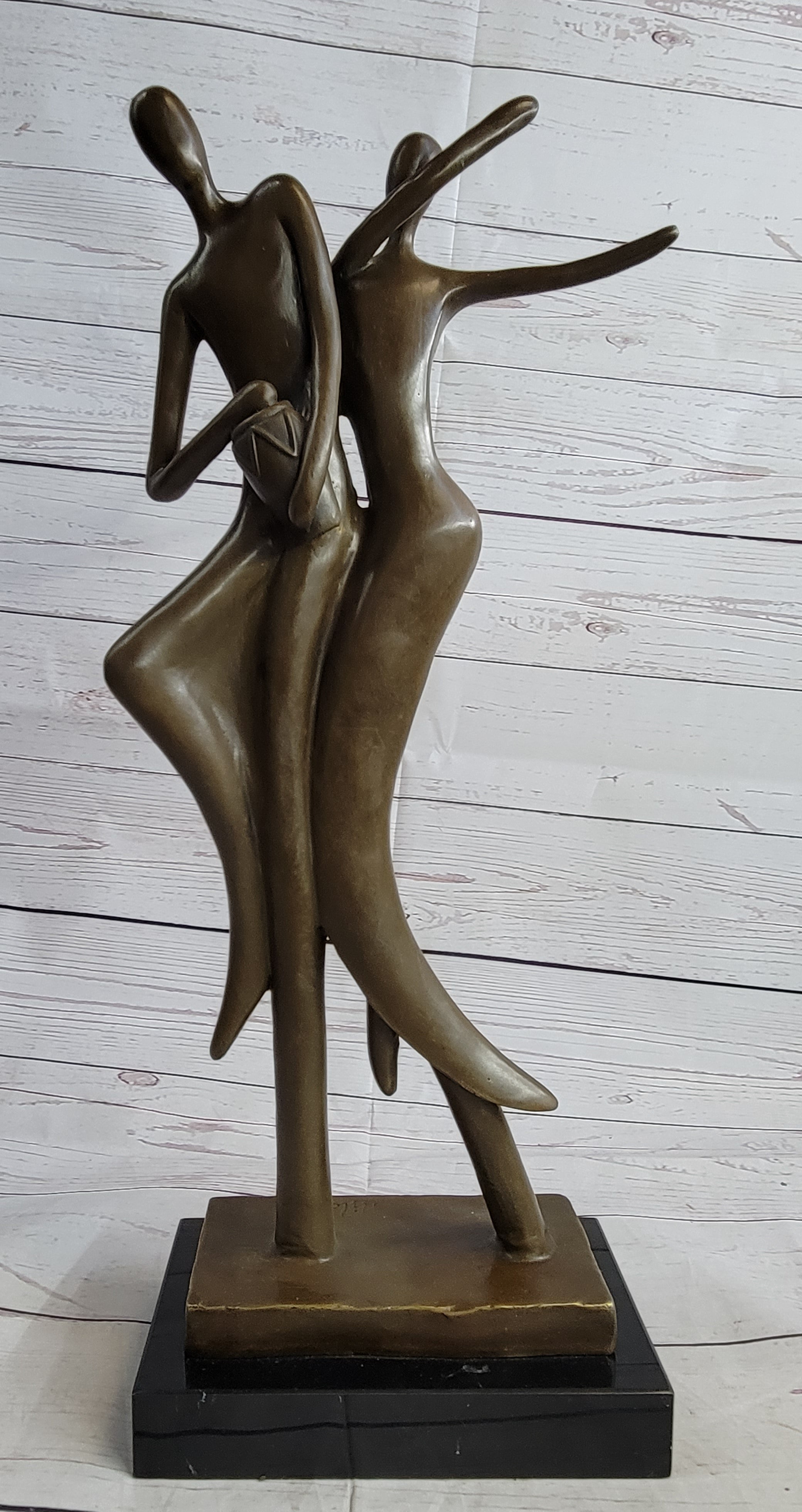 Contemporary Bronze Sculpture of Dancing Couple Romance