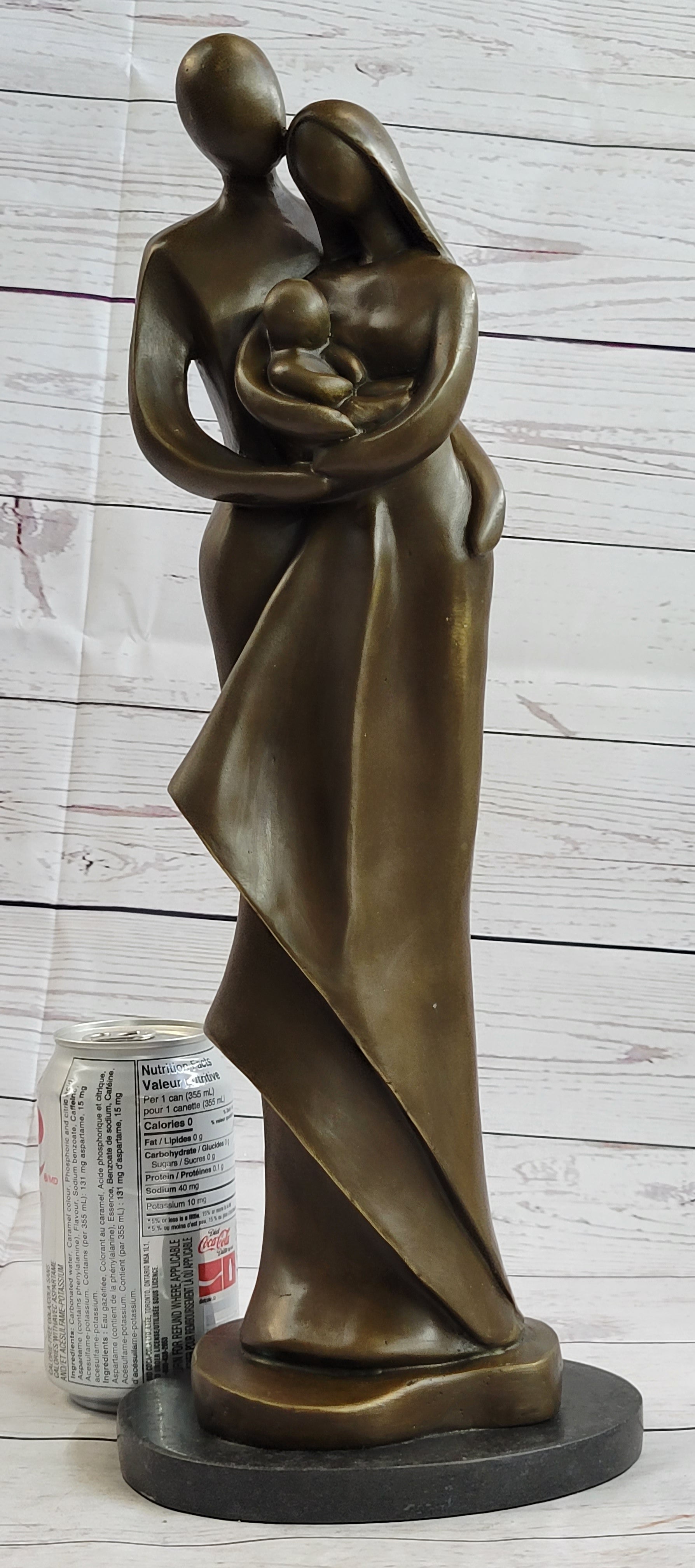 Modern Bronze Sculpture Abstract Couple Baby Loved Family Art Deco