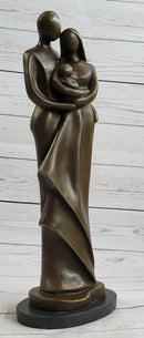 Modern Bronze Sculpture Abstract Couple Baby Loved Family Art Deco