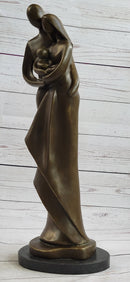Modern Bronze Sculpture Abstract Couple Baby Loved Family Art Deco