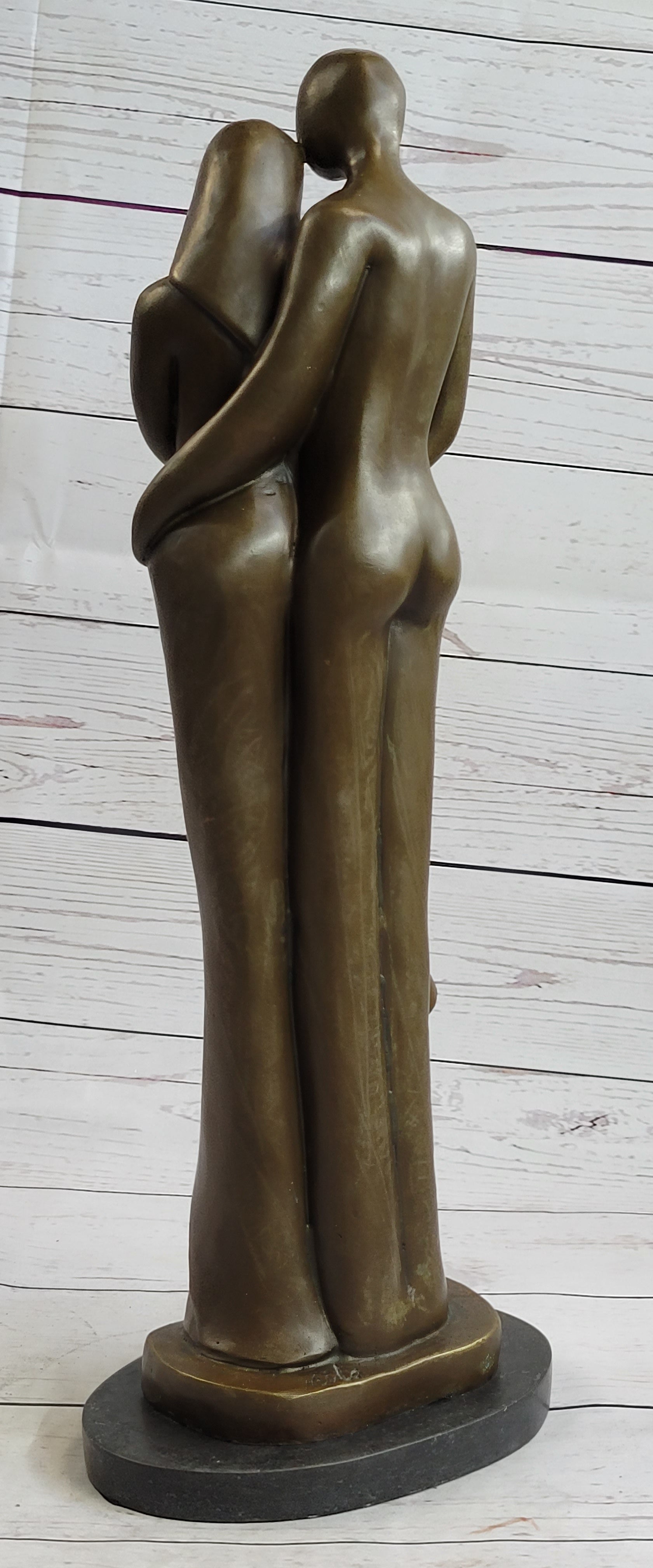 Modern Bronze Sculpture Abstract Couple Baby Loved Family Art Deco