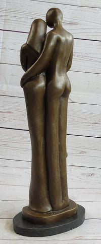 Modern Bronze Sculpture Abstract Couple Baby Loved Family Art Deco