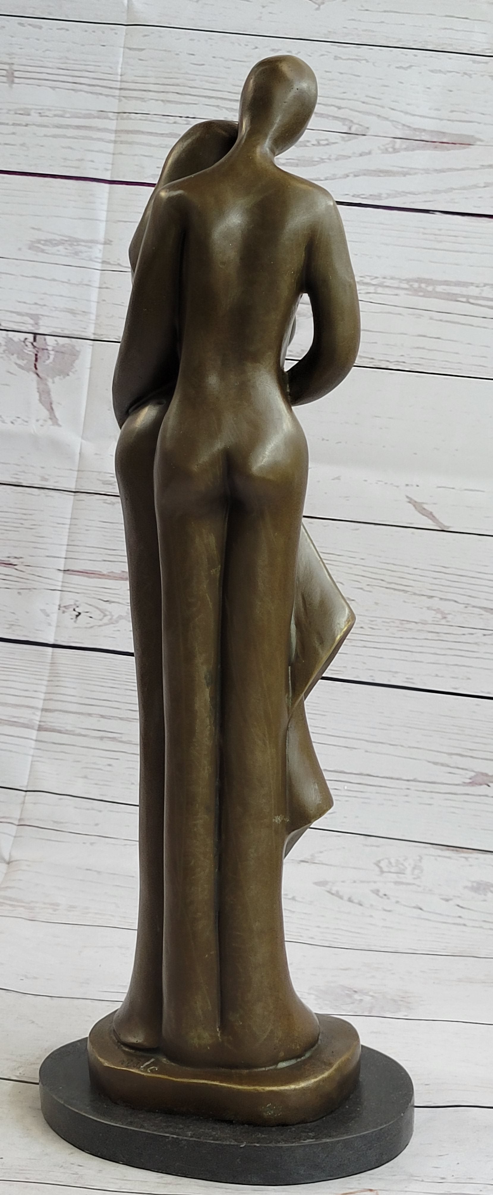Modern Bronze Sculpture Abstract Couple Baby Loved Family Art Deco